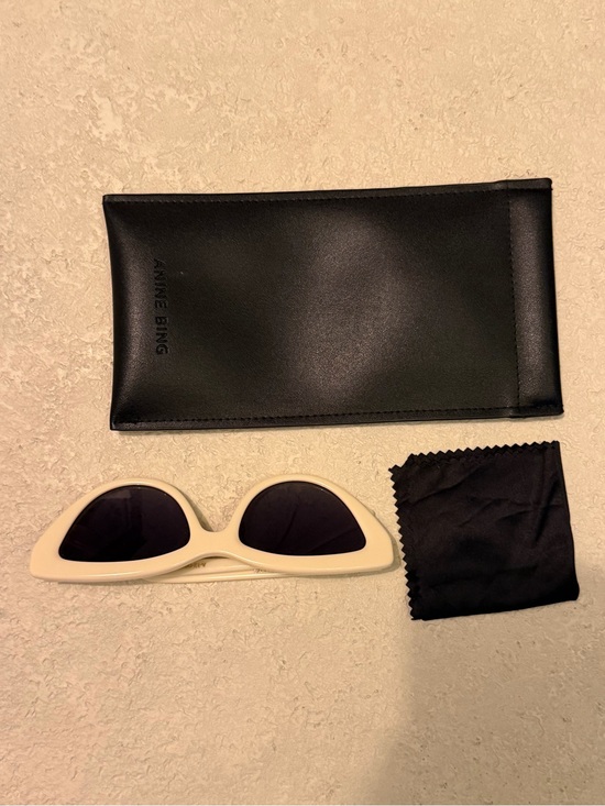 Anine Bing Cream Frame Sunglasses with Black Lenses